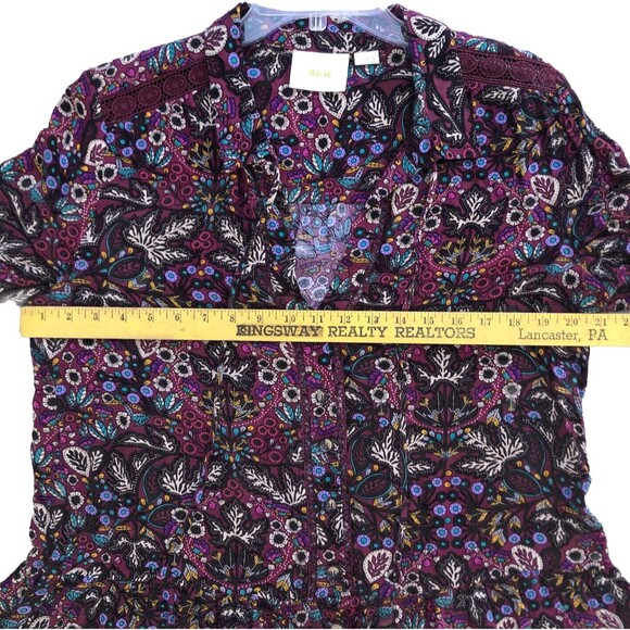 Maeve Anthropologie Janie Flounced Peasant Blouse Womens Sz 12 Dark Moody Floral - Picture 12 of 16